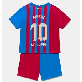 Camisolas de futebol FC Barcelona Lionel Messi 10 Criança Equipamento Principal 2021/22 Manga Curta